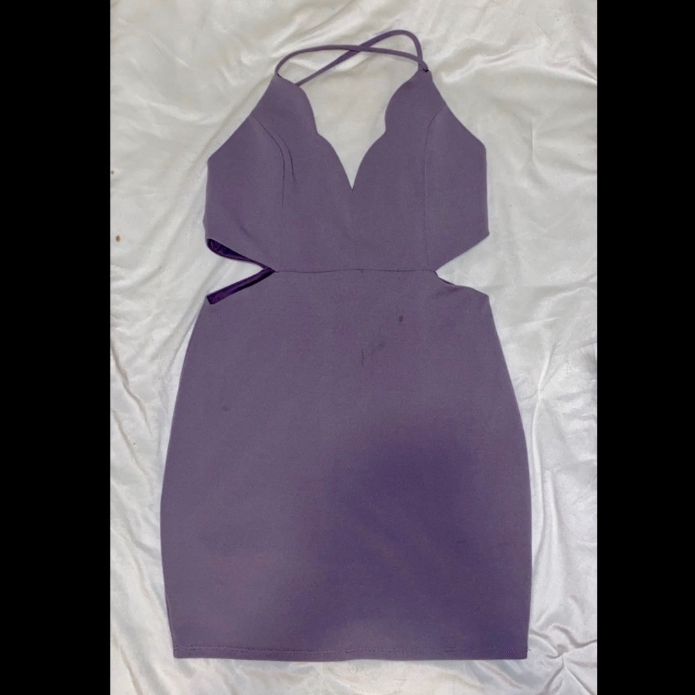 Scalloped cutout lavender dress